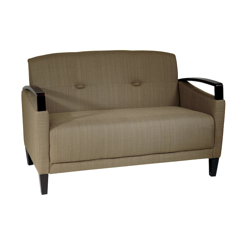 OSP Home Furnishings Main St. Loveseat with EasyClean Interlace Fabric & Espresso Finish Wood Arms & Legs
