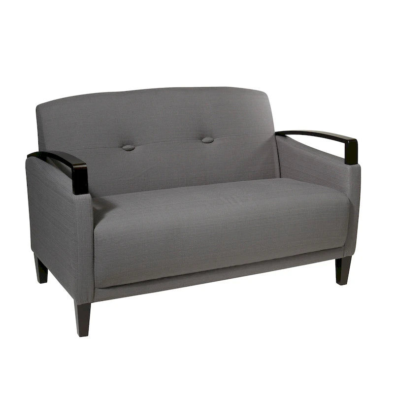 OSP Home Furnishings Main St. Loveseat with EasyClean Interlace Fabric & Espresso Finish Wood Arms & Legs