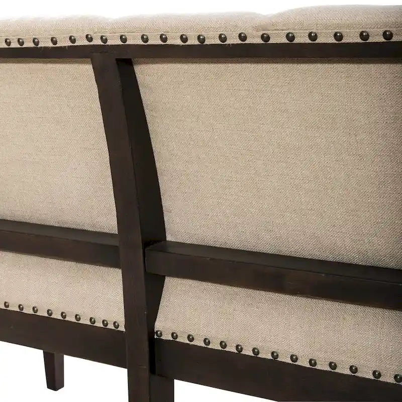 Americana Farmhouse Black Upholstered Shelter Dining Bench