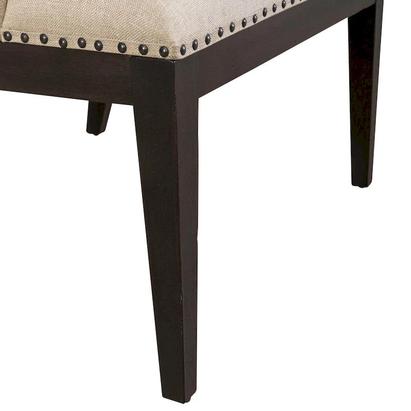Americana Farmhouse Black Upholstered Shelter Dining Bench