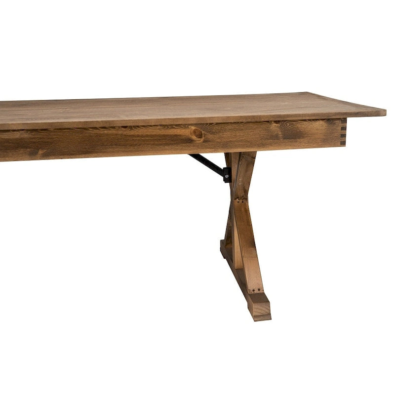 7' x 40 Rectangular Antique Rustic Solid Pine Folding Dining Table