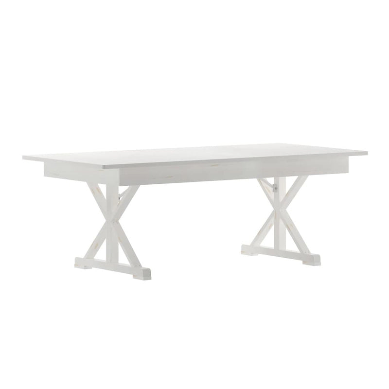 7' x 40 Rectangular Antique Rustic Solid Pine Folding Dining Table