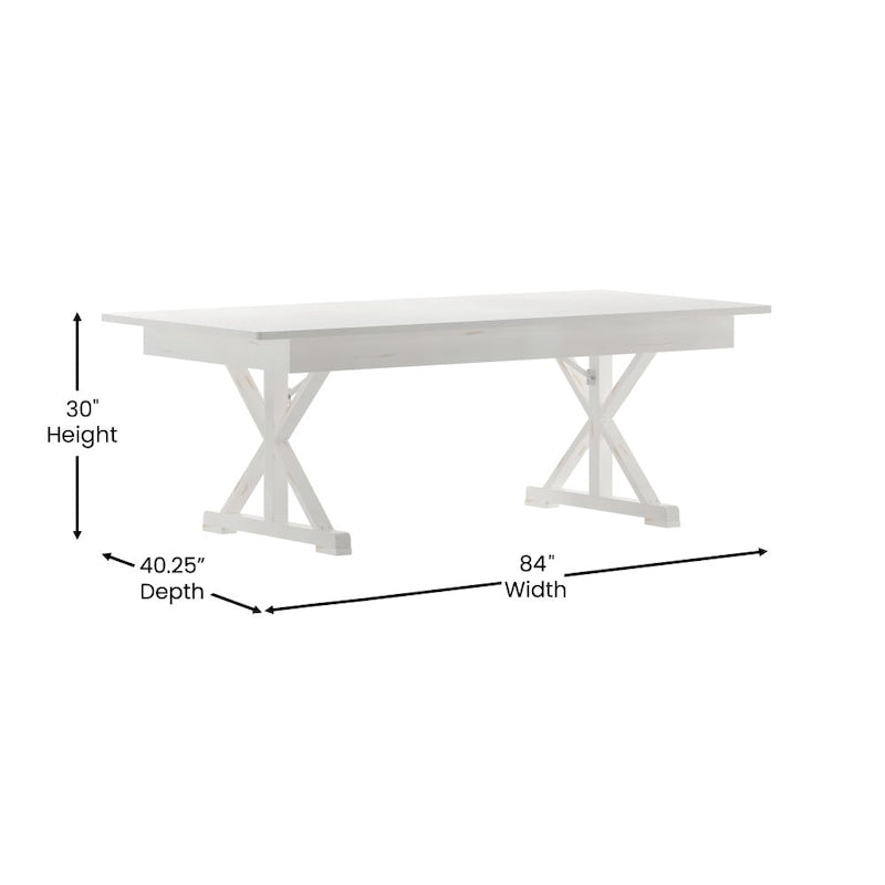 7' x 40 Rectangular Antique Rustic Solid Pine Folding Dining Table