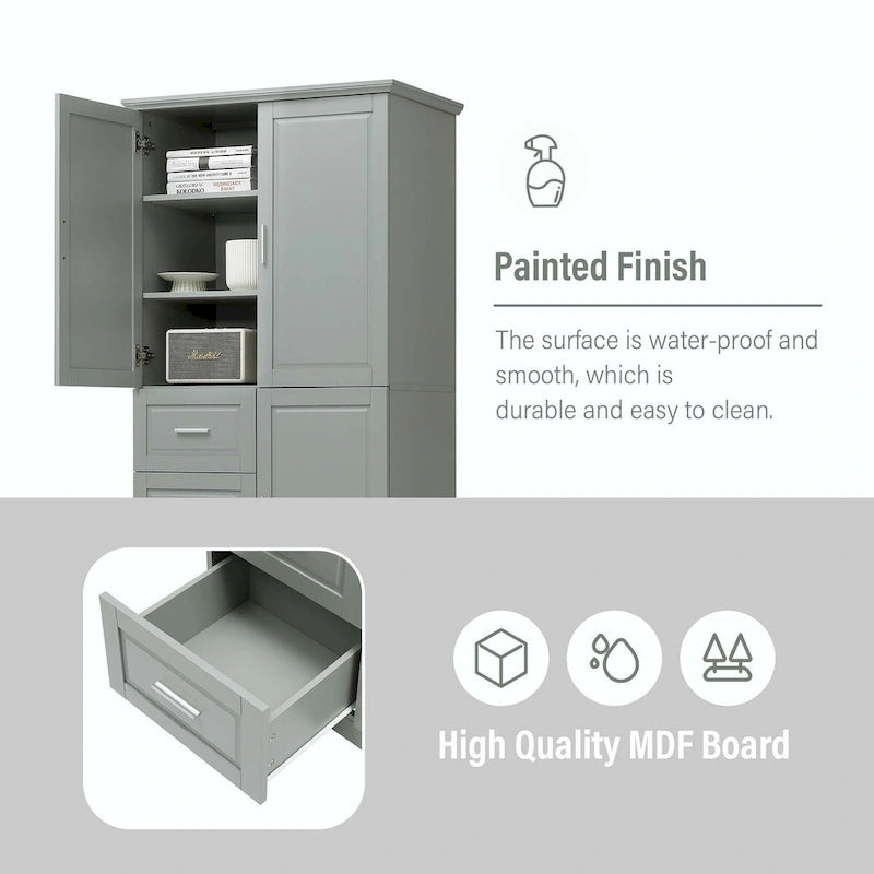 Bathroom Storage Cabinet with Drawers and Adjustable Shelf