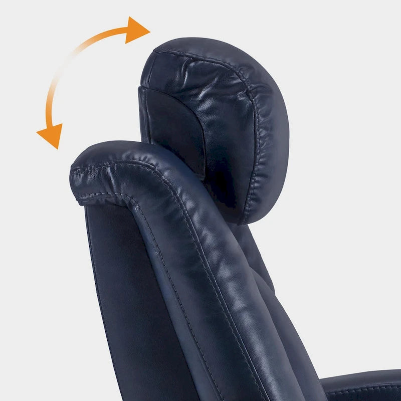 MCombo Power Recliner Chair, Home Theater Seating with Adjustable Headrest and Tray Table, Breathable Leather HTS422