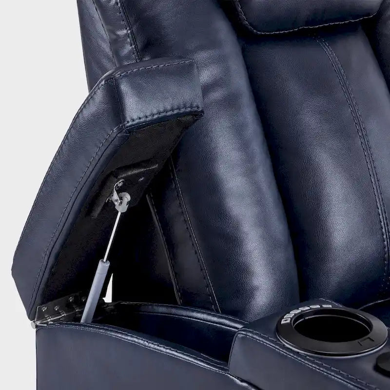 MCombo Power Recliner Chair, Home Theater Seating with Adjustable Headrest and Tray Table, Breathable Leather HTS422