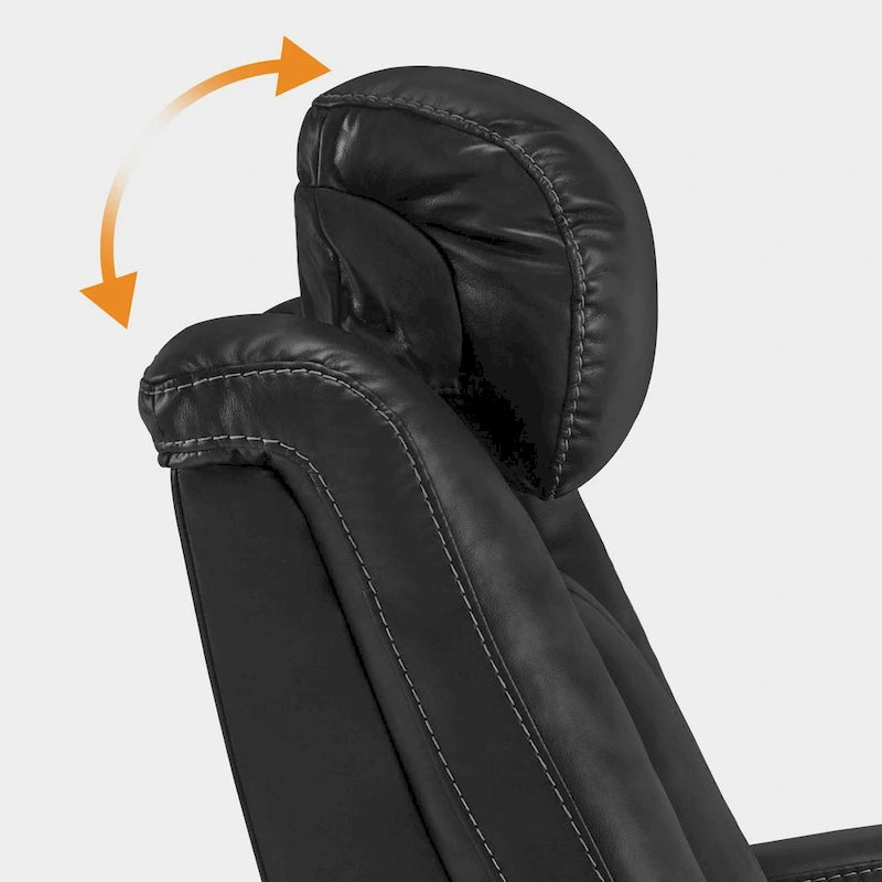 MCombo Power Recliner Chair, Home Theater Seating with Adjustable Headrest and Tray Table, Breathable Leather HTS422