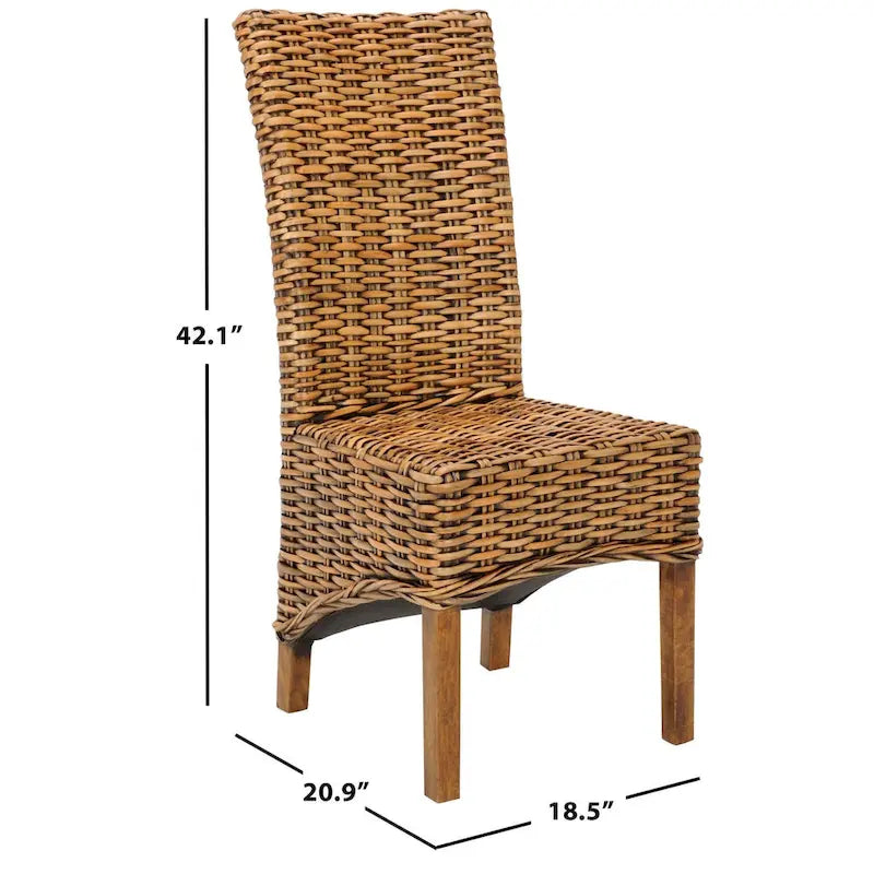 SAFAVIEH Kathi Isla Wicker Brown High Back Dining Chair (Set of 2) - 18.5 x 20.9 x 42.1 - 19Wx21Dx42H