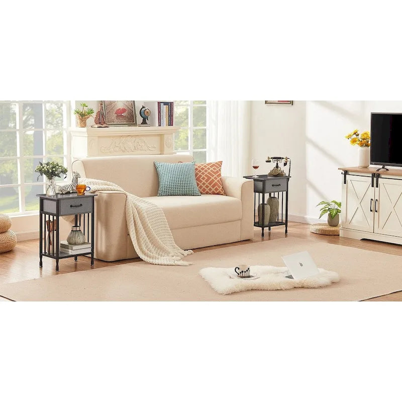 VECELO Modern Nightstand Set of 2 with Drawer and Storage Shelf