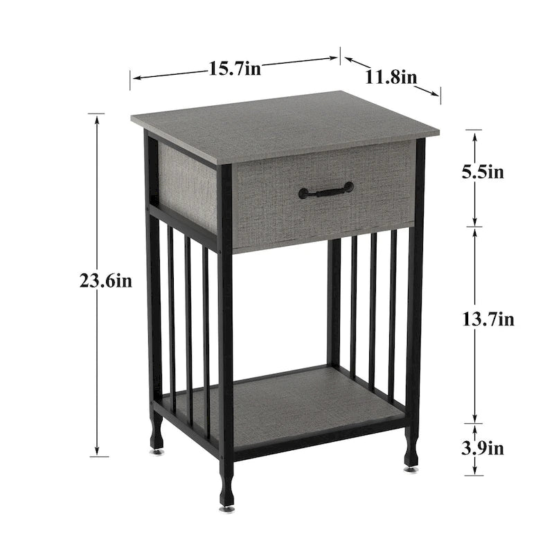 VECELO Modern Nightstand Set of 2 with Drawer and Storage Shelf