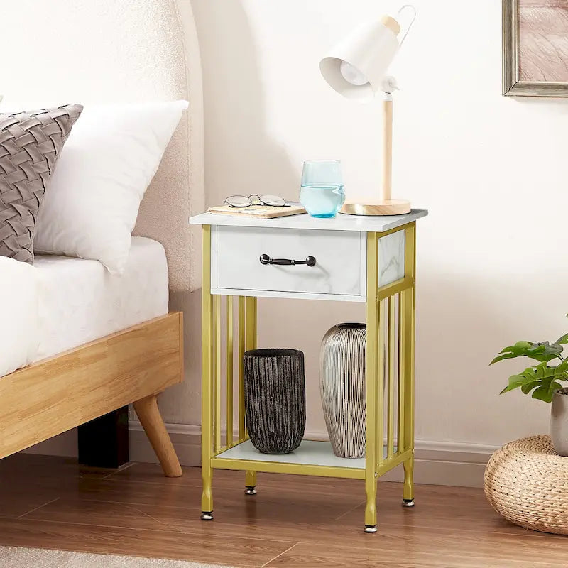 VECELO Modern Nightstand Set of 2 with Drawer and Storage Shelf