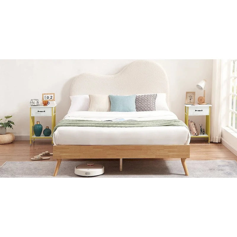 VECELO Modern Nightstand Set of 2 with Drawer and Storage Shelf