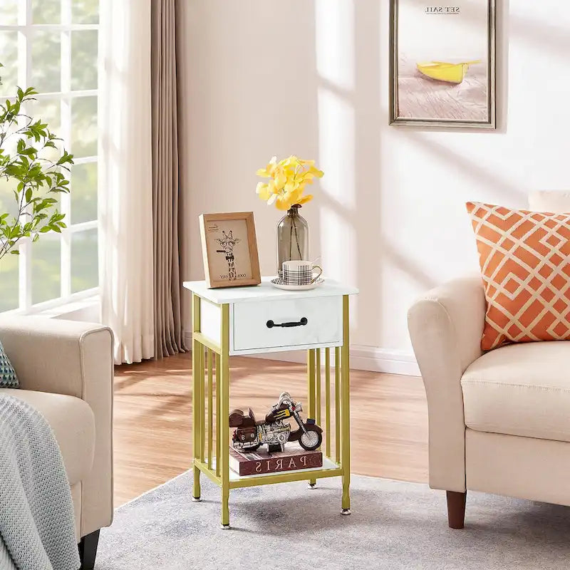 VECELO Modern Nightstand Set of 2 with Drawer and Storage Shelf