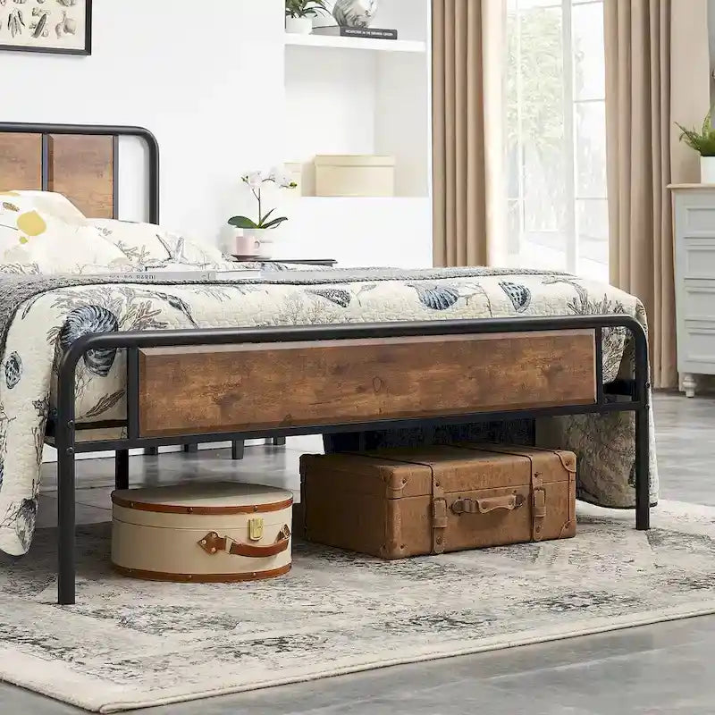 Taomika 3-pieces Industrial Modern Bed Frame and Nightstands Set