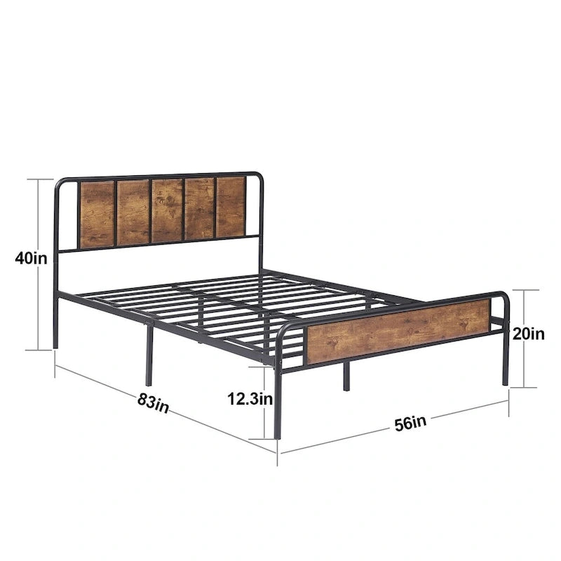 Taomika 3-pieces Industrial Modern Bed Frame and Nightstands Set