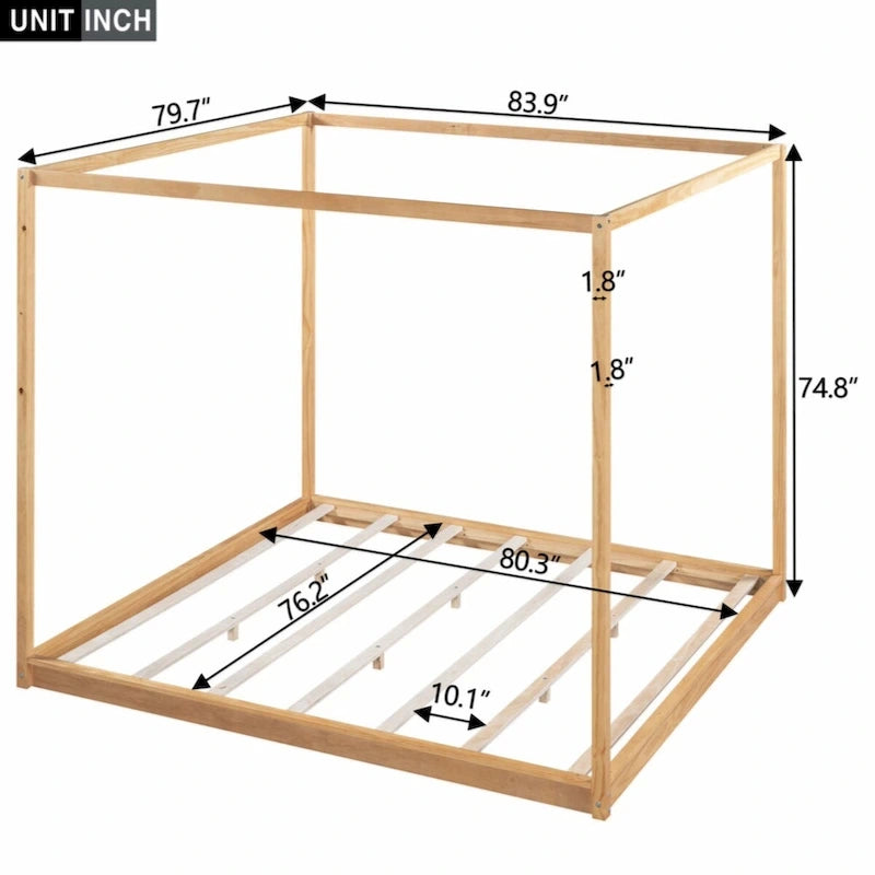 King Size Canopy Platform Bed with Support Legs