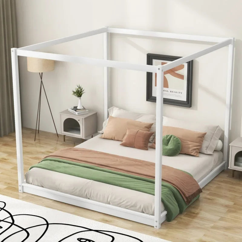 King Size Canopy Platform Bed with Support Legs