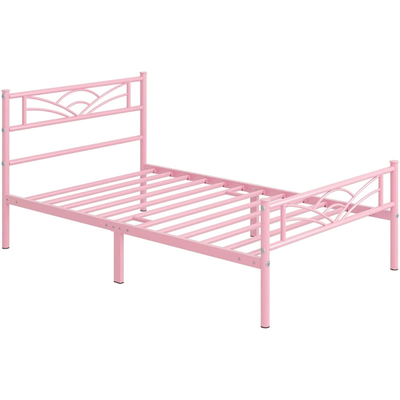 Yaheetech Metal Platform Bed Frame with Underbed Storage Bed Frame with Cloud-inspired Design Headboard
