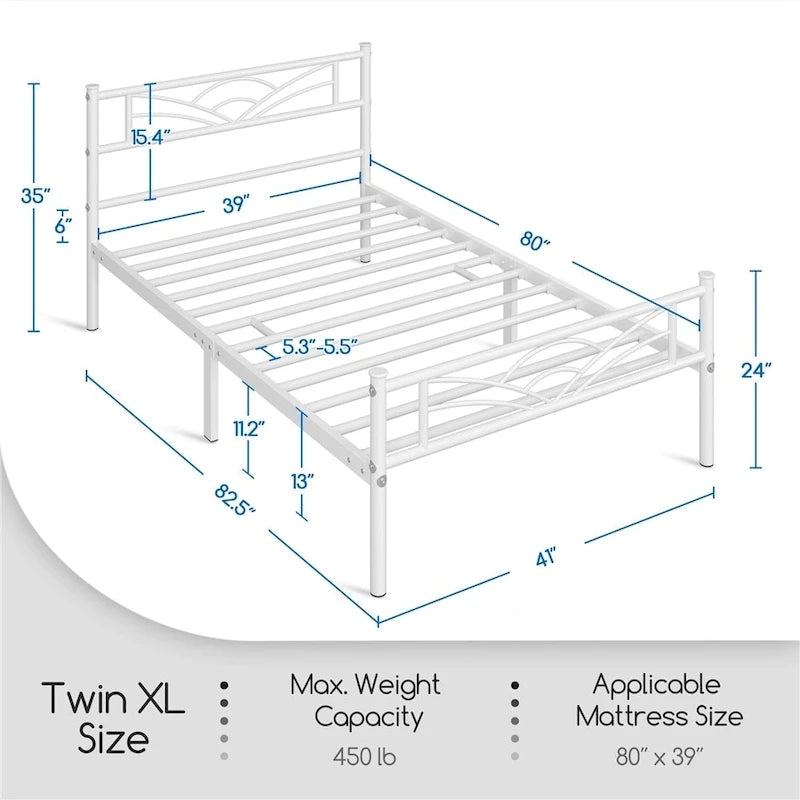 Yaheetech Metal Platform Bed Frame with Underbed Storage Bed Frame with Cloud-inspired Design Headboard