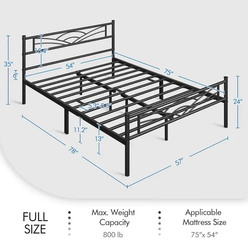Yaheetech Metal Platform Bed Frame with Underbed Storage Bed Frame with Cloud-inspired Design Headboard