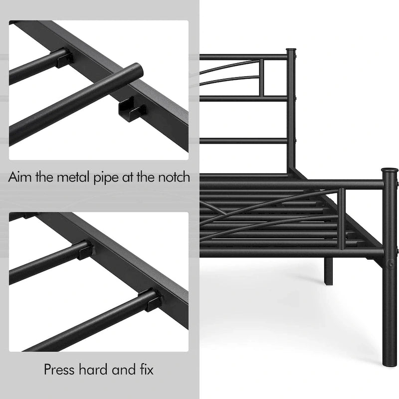 Yaheetech Metal Platform Bed Frame with Underbed Storage Bed Frame with Cloud-inspired Design Headboard