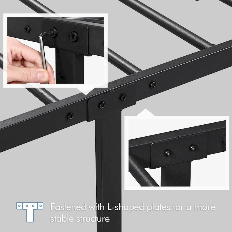 Yaheetech Metal Platform Bed Frame with Underbed Storage Bed Frame with Cloud-inspired Design Headboard