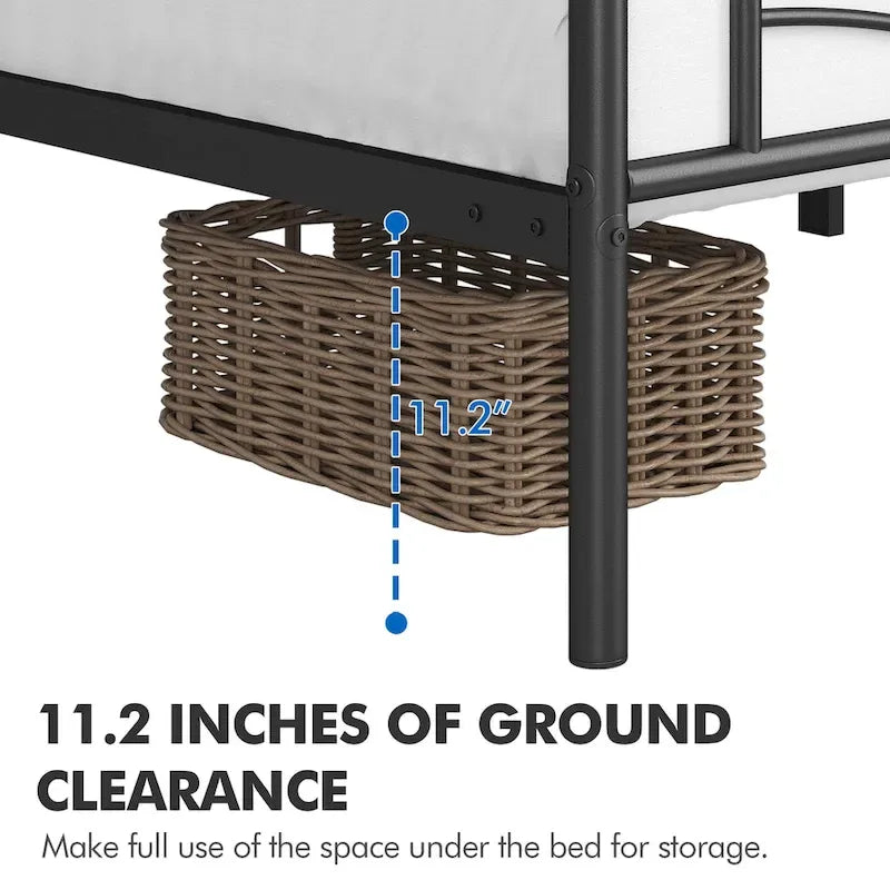 Yaheetech Metal Platform Bed Frame with Underbed Storage Bed Frame with Cloud-inspired Design Headboard