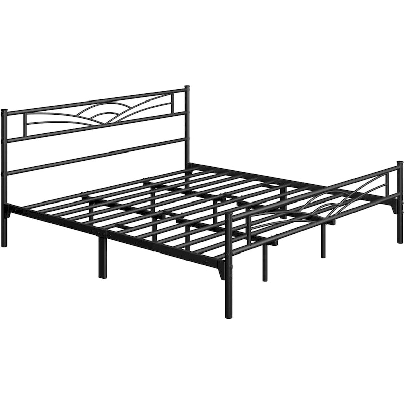 Yaheetech Metal Platform Bed Frame with Underbed Storage Bed Frame with Cloud-inspired Design Headboard