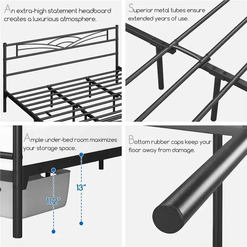 Yaheetech Metal Platform Bed Frame with Underbed Storage Bed Frame with Cloud-inspired Design Headboard