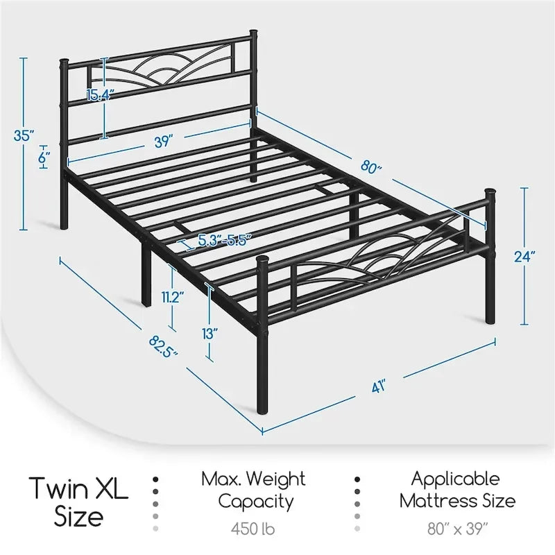 Yaheetech Metal Platform Bed Frame with Underbed Storage Bed Frame with Cloud-inspired Design Headboard