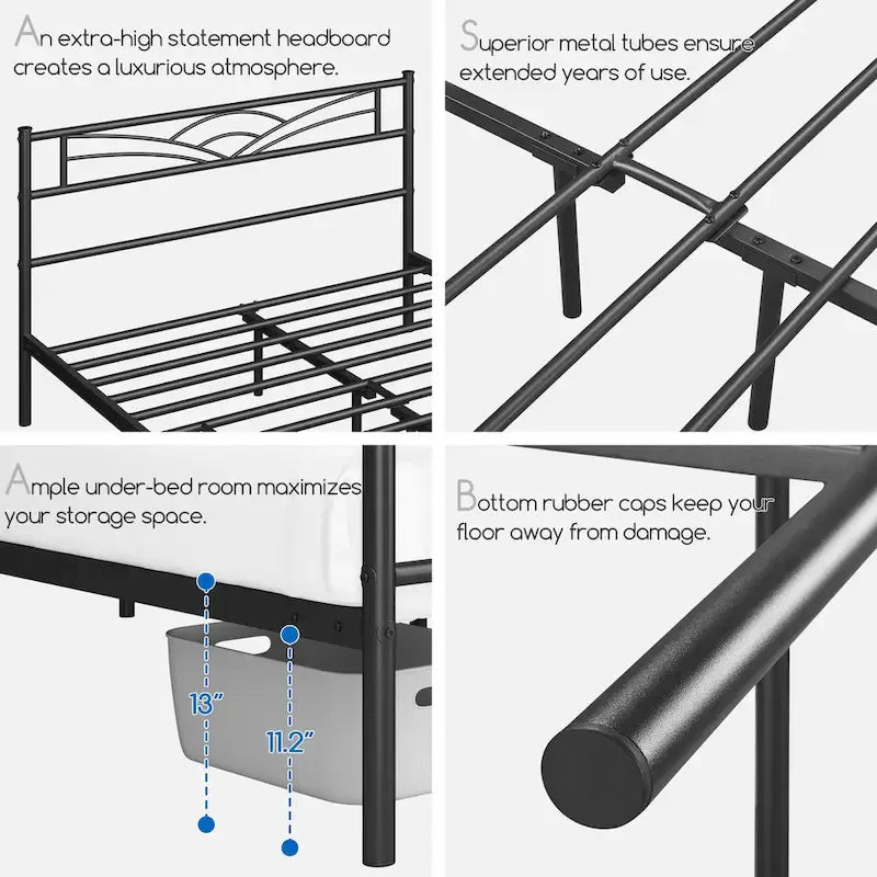 Yaheetech Metal Platform Bed Frame with Underbed Storage Bed Frame with Cloud-inspired Design Headboard