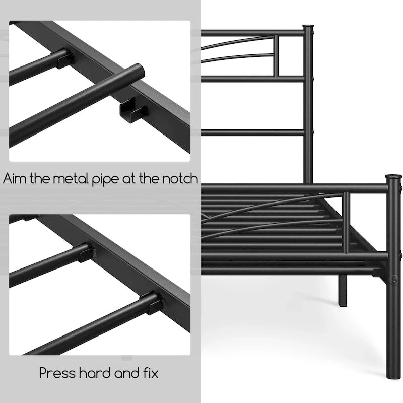 Yaheetech Metal Platform Bed Frame with Underbed Storage Bed Frame with Cloud-inspired Design Headboard