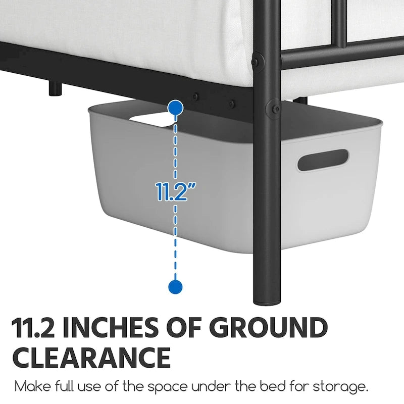 Yaheetech Metal Platform Bed Frame with Underbed Storage Bed Frame with Cloud-inspired Design Headboard