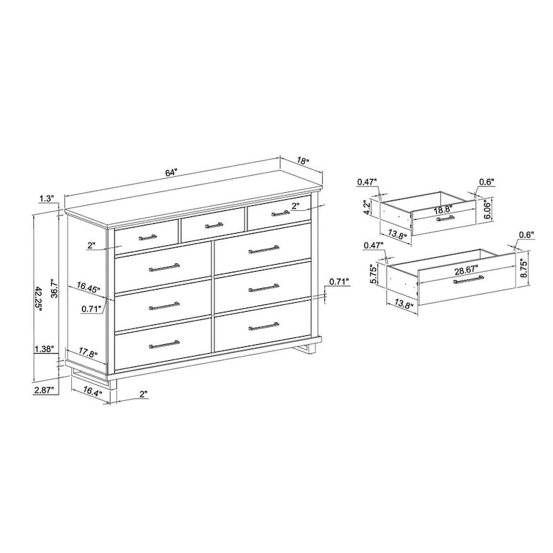 Farmhouse 3-Piece Bedroom Set - 2 Nightstand and 1 Dresser
