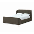 Keni Full Size Platform Bed, Soft Brown Boucle Upholstery, Curved Design
