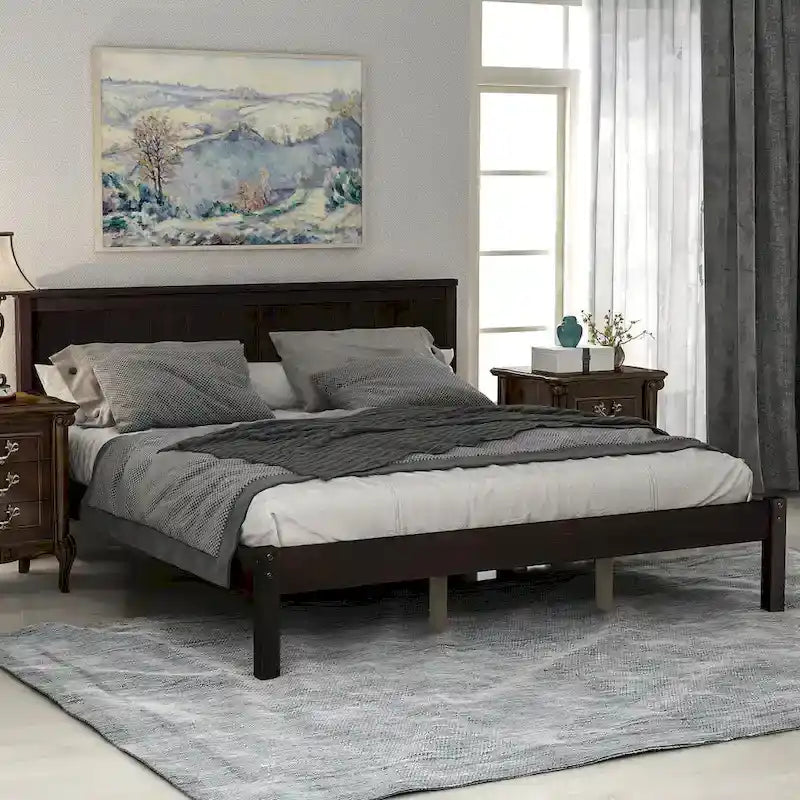 Platform Bed Frame with Headboard, Wood Slat Support, No Box Spring Needed