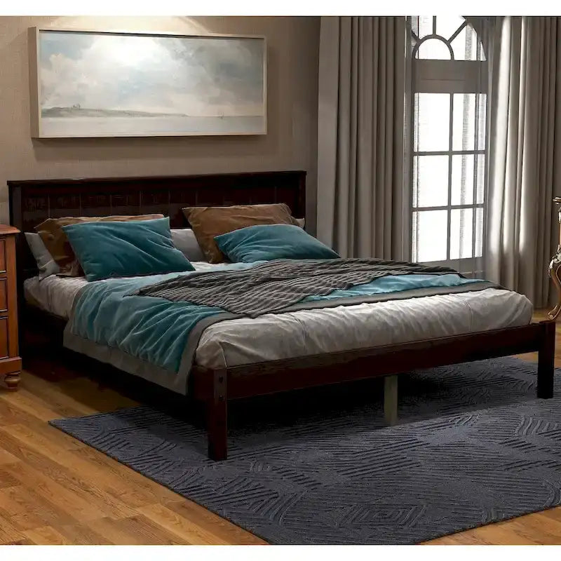 Platform Bed Frame with Headboard, Wood Slat Support, No Box Spring Needed