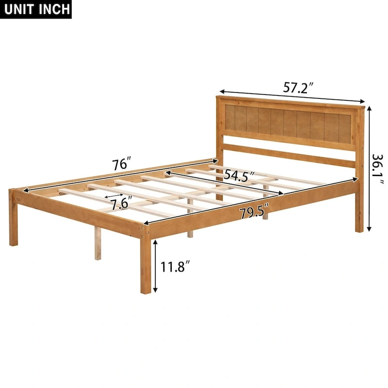 Platform Bed Frame with Headboard, Wood Slat Support, No Box Spring Needed