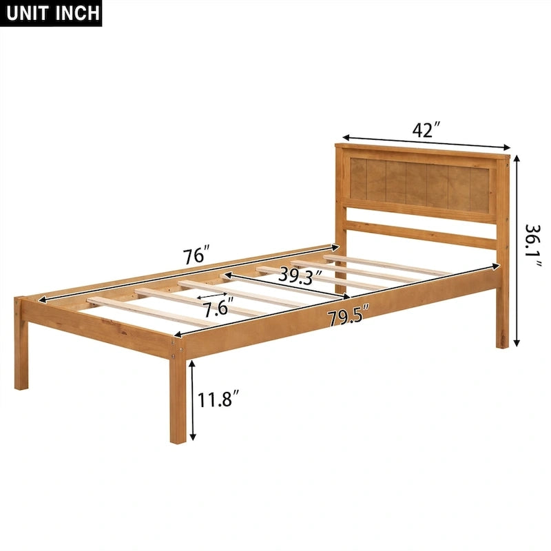 Platform Bed Frame with Headboard, Wood Slat Support, No Box Spring Needed