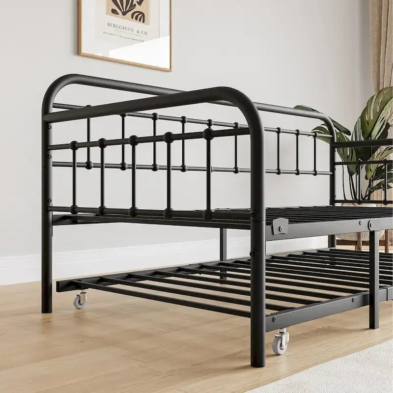 Twin Size Metal Daybed Frame with Trundle