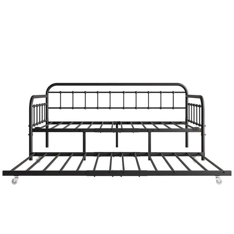 Twin Size Metal Daybed Frame with Trundle