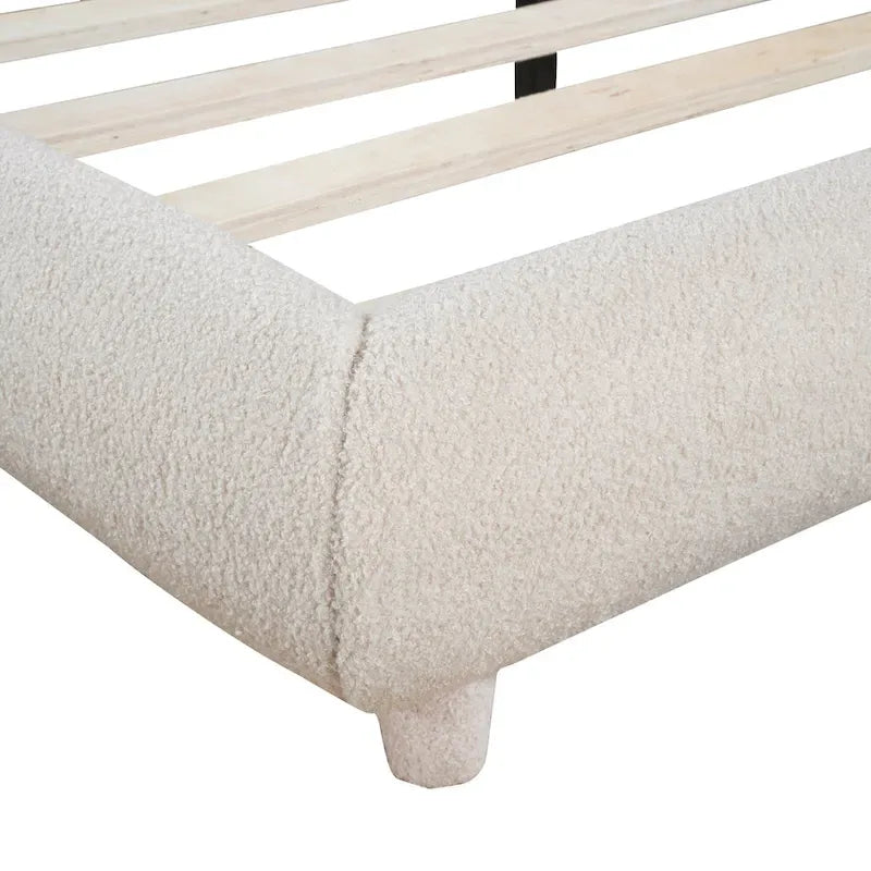 Full Size Upholstered Platform Bed with Thick Fabric