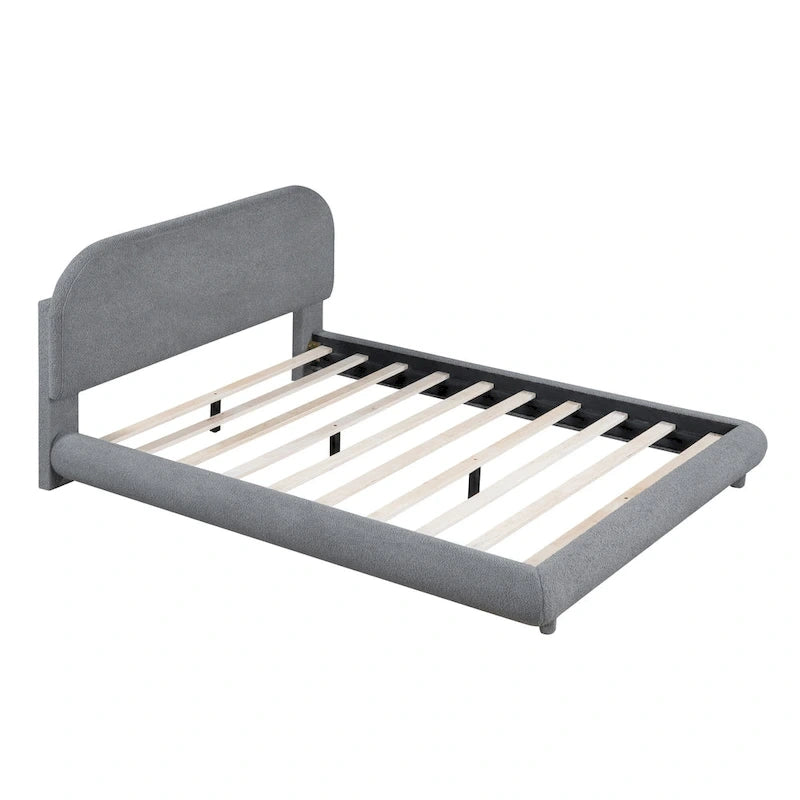 Full Size Upholstered Platform Bed with Thick Fabric
