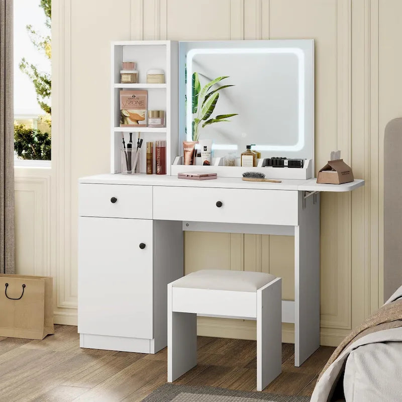 Makeup Vanity with Mirror and LED Light