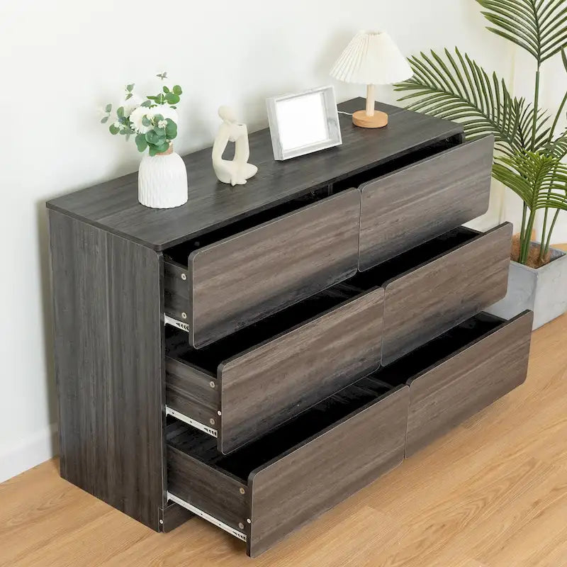 6-Drawer 47 in. W Dresser Chest of Drawers,Buffet Server Console Table Storge Cabinets,Accent Storage Cabinets No Handle