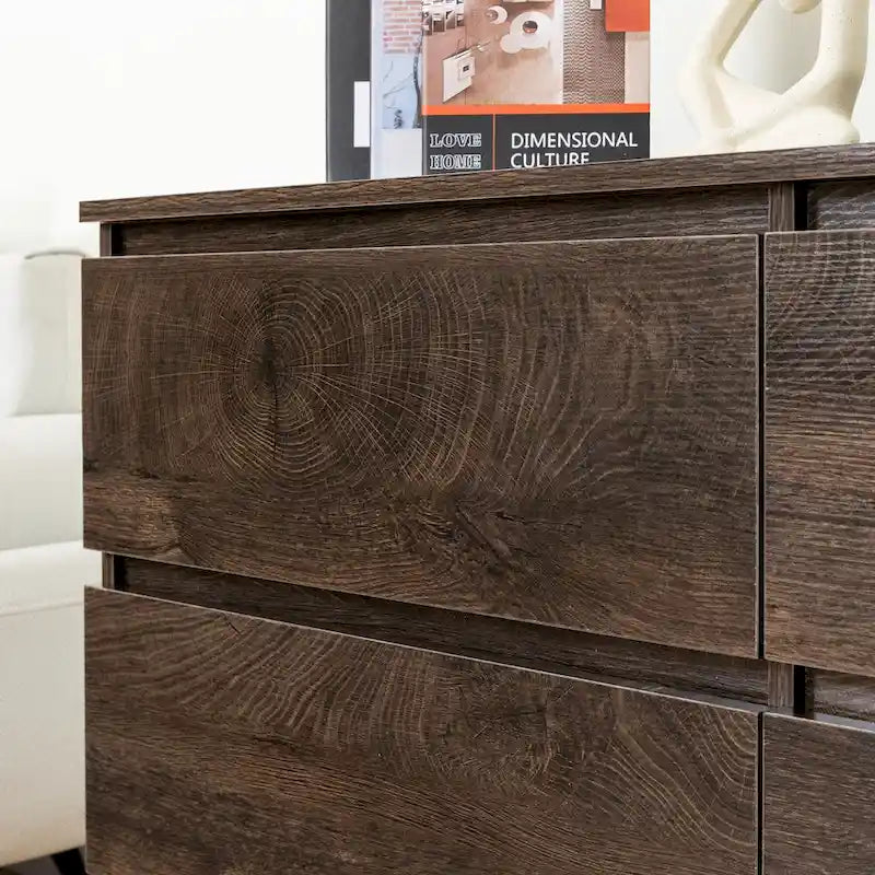6-Drawer 47 in. W Dresser Chest of Drawers,Buffet Server Console Table Storge Cabinets,Accent Storage Cabinets No Handle