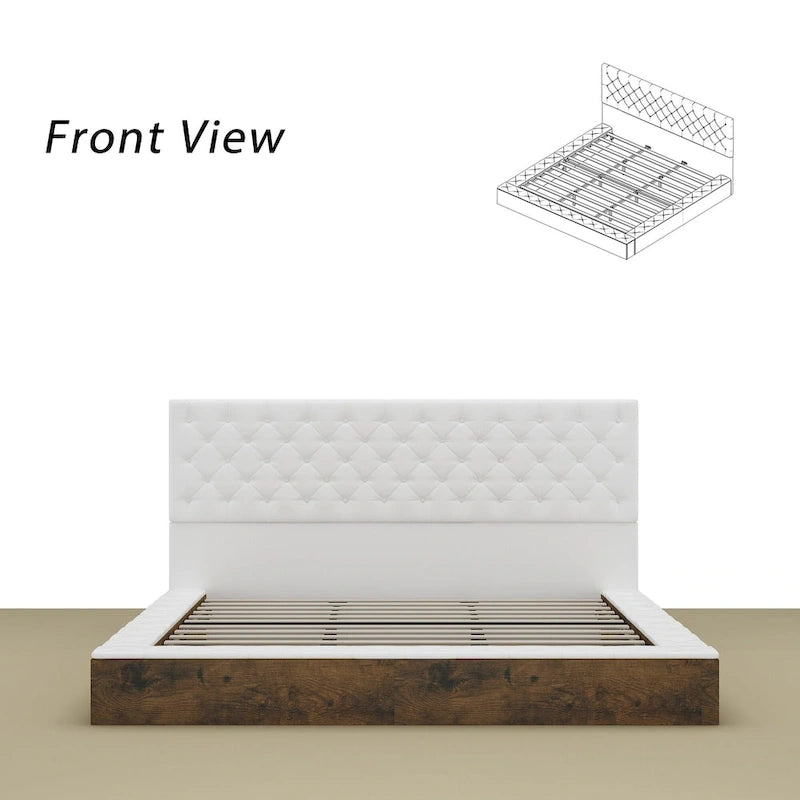 Queen/King Designer Bed Frame with LED Ambiance Lighting PU Leather