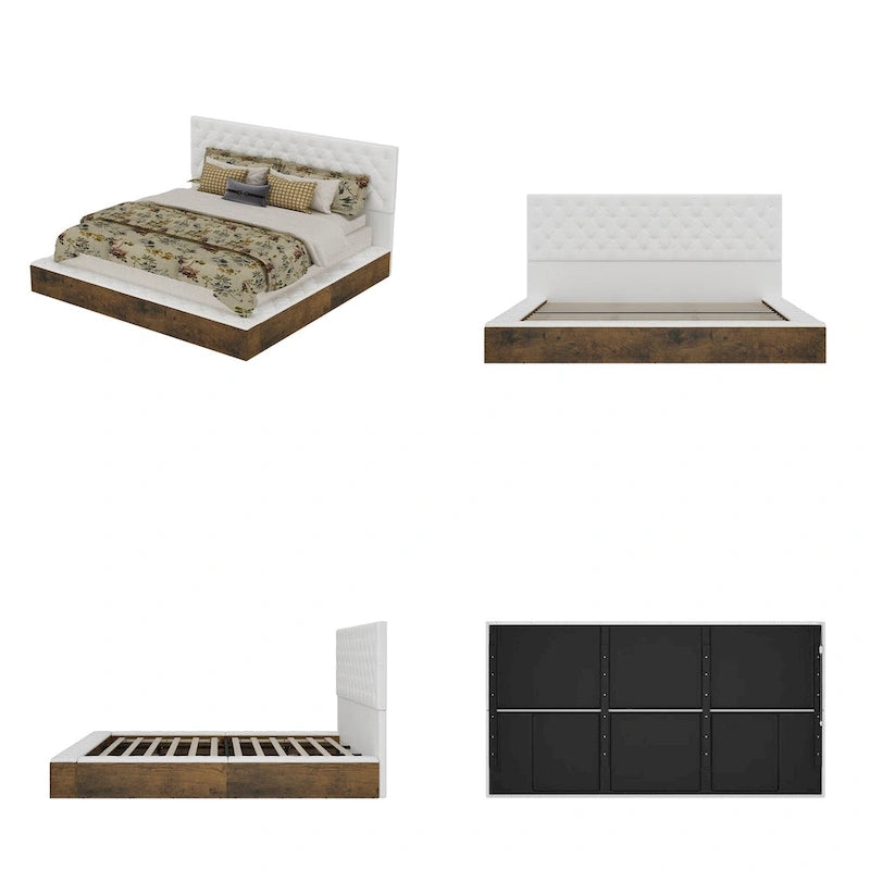 Queen/King Designer Bed Frame with LED Ambiance Lighting PU Leather