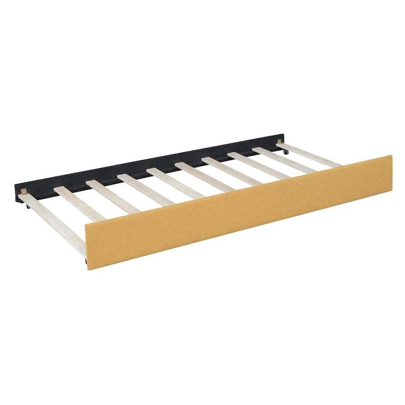 Full Size Upholstered Daybed with Trundle Sofa Bed Frame No Box Spring Needed
