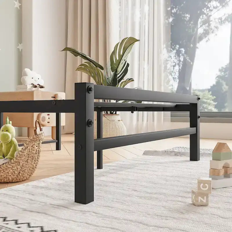 Platform Bed Frame with Rustic Vintage Wood Headboard